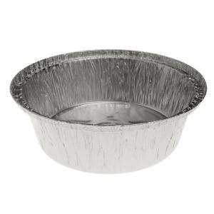 Aluminium foil rounded container with curled edge and raised edge Ø205x57 mm - B 1420/800 (oblique view)
