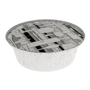  Aluminium foil rounded container with lid Ø205x57 mm - B 1420+TI UÑA (oblique view)