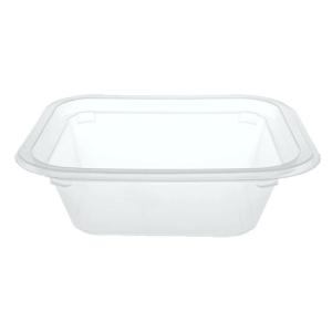 Rectangular transparent PP-EVOH-PP plastic thermosealable container 170x145x57mm - GBI D 500 (oblique view)