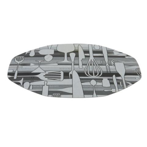 Tampa de embalagem de alumínio oval com borda ondulada e borda elevada 256x192 mm - S 2600 + TI UÑA (vista oblíqua tampa)