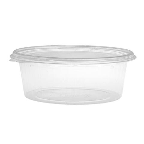 Oval transparent OPS plastic container with lid 750 ml 188x153x65 mm. - G 750 (elevation view)