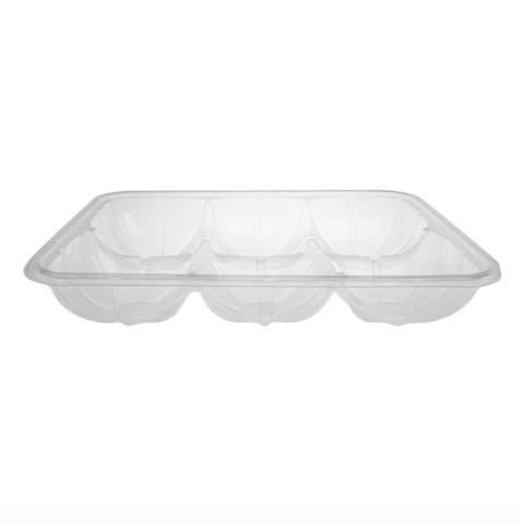 Rectangular transparent OPS plastic compartmentalized container 250x182x40 mm. - GO 1100 A (elevation view)