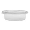 Oval transparent OPS plastic container with lid 250 ml capacity. - G 250 - 143x110x 46 mm (elevation view)