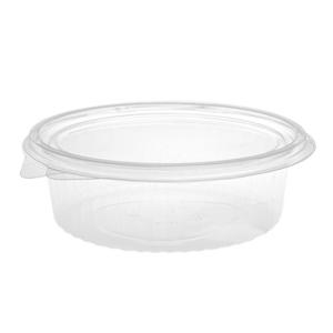 Oval transparent OPS plastic container with lid 500 ml 166x132x55 mm - G 500 (oblique view)