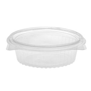 Embalagem de plástico OPS transparente oval com tampa 375 ml. - G375 - 160x128x46 mm (vista oblíqua)