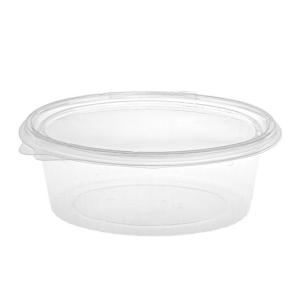 Oval transparent OPS plastic container with lid 750 ml 188x153x65 mm. - G 750 (oblique view)