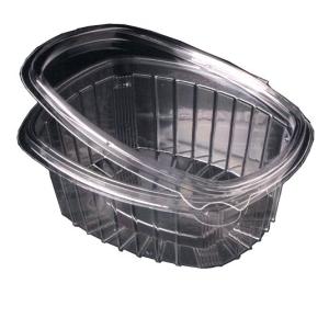 Rectangular transparent OPS plastic container with flat lid and 750 ml capacity. 170x140x58 mm - G 750 (oblique view)