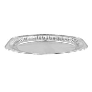 Oval aluminum tray 425x288x25 mm - D 43X28 (oblique view)