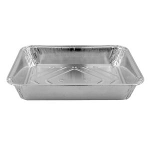 Barquette rectangulaire en aluminium bord recourbé 227x177x38 mm. - D 1100 MM (vue oblique)