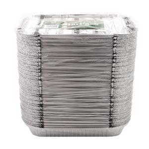 Rectangular aluminum foil container with crimped edge 287x187x37 mm - CE 1500 (oblique view)
