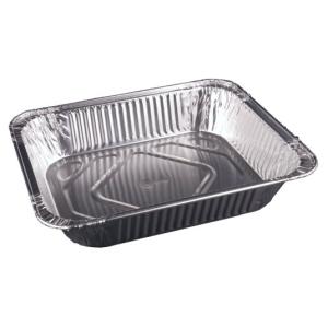 Rectangular aluminum foil container with crimped edge 324x264x60 mm - D 3600 (oblique view)
