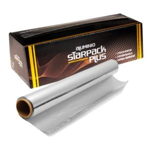 Food-grade aluminum foil roll STARPACK PLUS 29cmx300 m. - E.29X300PLUS2 (pack + roll view)