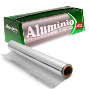 Lebensmittelechte Aluminiumfolienrolle 29 cm × 200 m – E.29X200BL1-6 (Pack- und Rollenansicht)