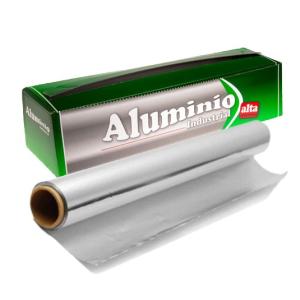 Rouleau de papier aluminium alimentaire 40 cm × 250 m – E.29X2050BL1-6 (vue pack + rouleau)