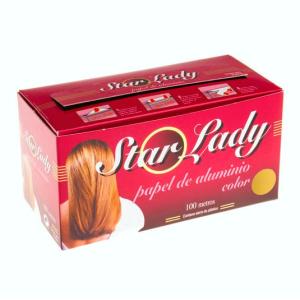 Special aluminium foil roll for hairdressing 100 m, gold color – STARLADY ORO (oblique view)