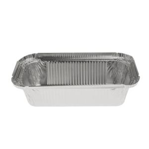 Barquette rectangulaire en aluminium avec bord roulé et rebord relevé 202x109x49 mm - R 670 L (vue oblique)