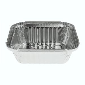 Rechteckige Aluminiumschale mit Bördelrand und erhöhtem Rand 147x123x40 mm - E 500  MM (Schrägansicht)