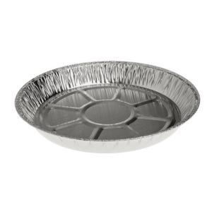 Round aluminum foil container with crimped edge Ø190x22 mm - A 490 (oblique view)