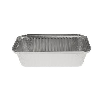 Envase de aluminio rectangular con borde rizado 222x118x54 mm - R 14 - 901 L (vista oblicua)