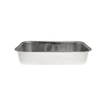 Envase de aluminio rectangular con borde rizado 158x102x30 mm - D 370 (vista oblicua)