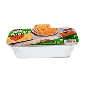 Aluminum foil rectangular container 202x92x56 mm  (pack de 2 envases) - D 2 D 690 R (oblique view)