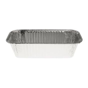Aluminum foil rectangular container 202x92x56 mm - D 2 D 690 R (oblique view)