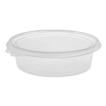 Barquette OPS transparent ovale de 250 ml avec couvercle 143x110x46 mm - G250 (vue oblique)