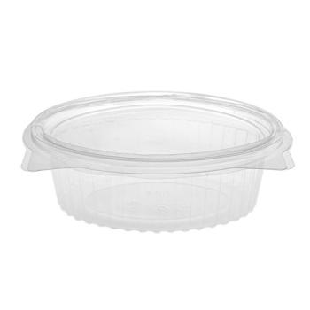 Barquette OPS transparent ovale de 375 ml avec couvercle 160x128x46 mm - G375 (vue oblique)
