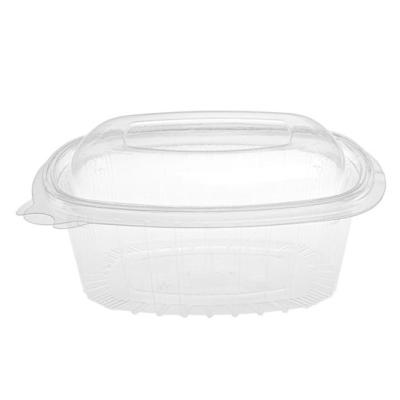 Embalagem de plástico OPS transparente retangular com tampa embutida em forma de cúpula, 500 ml. - G 500 B - 140x115x48 mm (vista oblíqua)