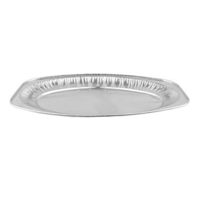 Oval aluminum tray 425x288x25 mm - D 43X28 (oblique view)