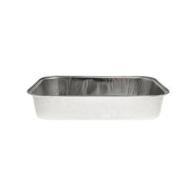 Envase de aluminio rectangular con borde rizado 158x102x30 mm - D 370 (vista oblicua)