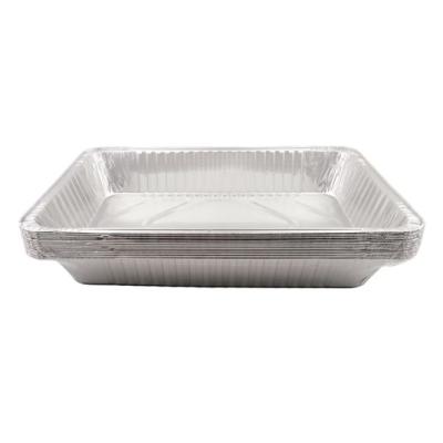 Rectangular aluminum foil container with crimped edge 526x326x80 mm - CD 11450 (oblique view)