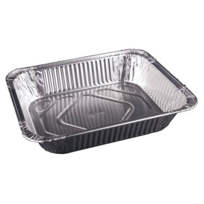 Rectangular aluminum foil container with crimped edge 324x264x60 mm - D 3600 (oblique view)