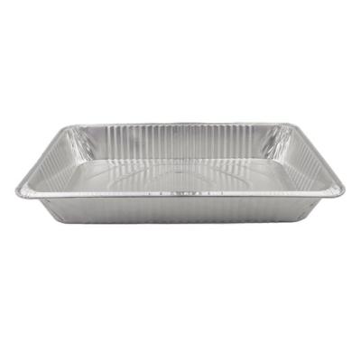 Embalagem de alumínio retangular com borda ondulada 526x326x80 mm - D 11450 (vista oblíqua)