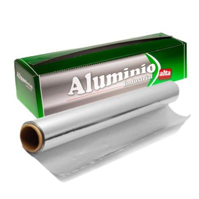 Lebensmittelechte Aluminiumfolienrolle 40 cm × 150 m – E.40X150BL1-6 (Pack- und Rollenansicht)