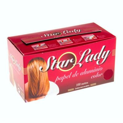 Rollo de papel de aluminio especial peluquerías de 100 m, color rojo - STARLADY ROJO (vista oblicua)