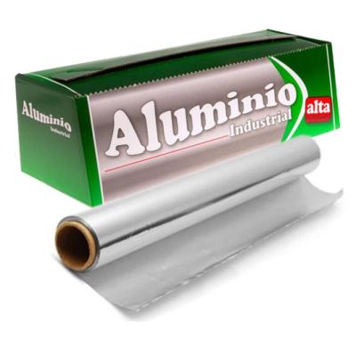 Rolo de papel alumínio alimentar 29 cm × 250 m – E.29X250BL1-6 (vista da embalagem + rolo)