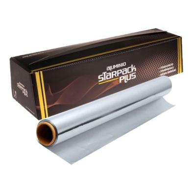 Rouleau de papier aluminium alimentaire STARPACK PLUS 40cmx200 m. - E.40X200PLUS2 (vue pack + rouleau)