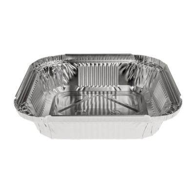 Quadratischer Aluminiumbehälter mit gerolltem Rand und erhöhtem Rand 157x157x32 mm - E 470 (Schrägansicht)