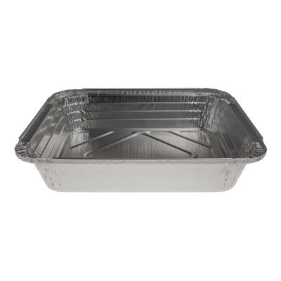 Rectangular aluminum foil container with rolled rim and raised edge 324x264x60 mm - E 3600 (oblique view)