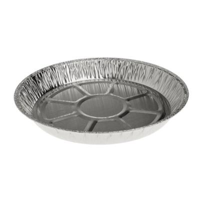 Round aluminum foil container with crimped edge Ø190x22 mm - A 490 (oblique view)