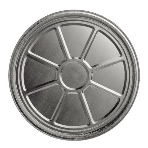 Embalagem circular de alumínio com borda ondulada Ø220x13 mm - A 500 MM (vista da planta)