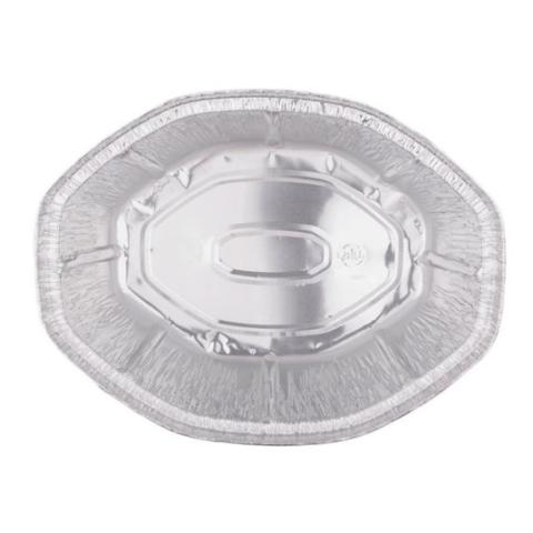 Envase de aluminio ovalado con borde rizado y canto alzado 256x192x87 mm - S 2600 (vista planta)