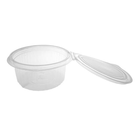 Oval transparent OPS plastic container 166x132x55 mm - G 500 (open top view)