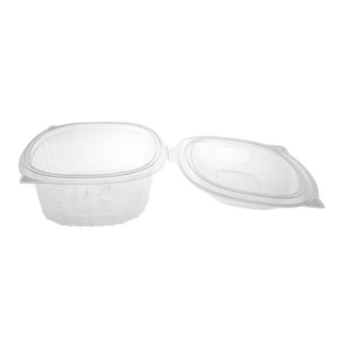 Rectangular transparent OPS plastic container 1000 ml 198x158x53 mm - G 1000 B (open lid view)
