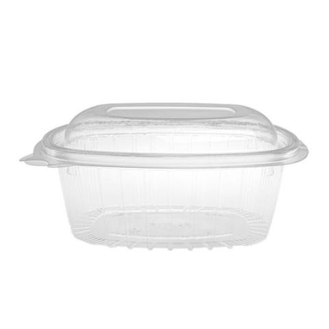 Rectangular transparent OPS plastic container with domed lid, 500 ml. - G 500 B - 140x115x48 mm (elevation view)