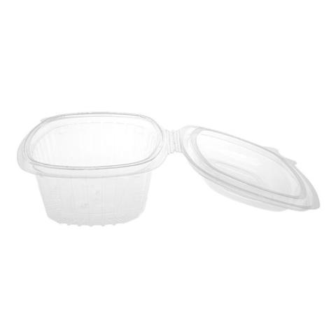 Rectangular transparent OPS plastic container with domed lid, 500 ml. - G 500 B - 140x115x48 mm (open top view)