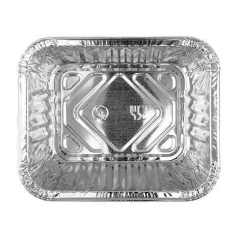 Envase de aluminio rectangular con borde rizado 144x119x45 mm - D 500 (vista planta)