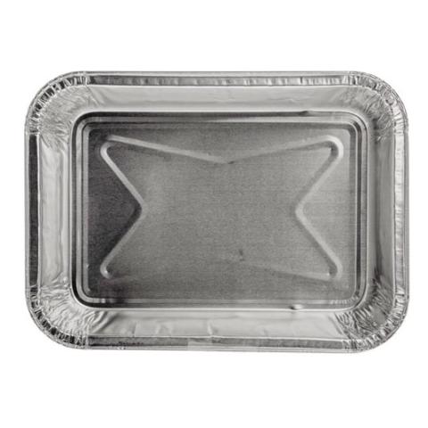 Envase de aluminio rectangular con borde rizado 185x135x30 mm - D 580 (vista planta)