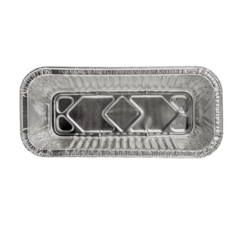 Envase de aluminio rectangular con borde rizado 205x94x60 mm - D 690 (vista planta)